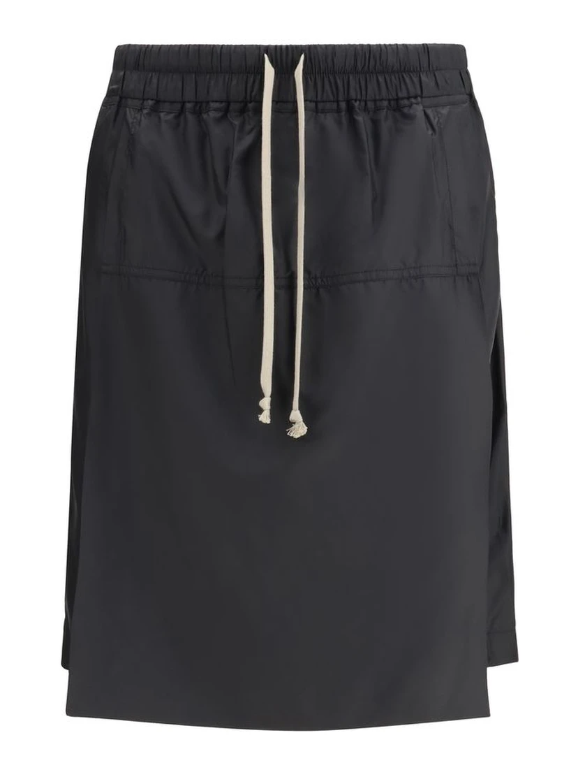 Black Polyester Bermuda Shorts