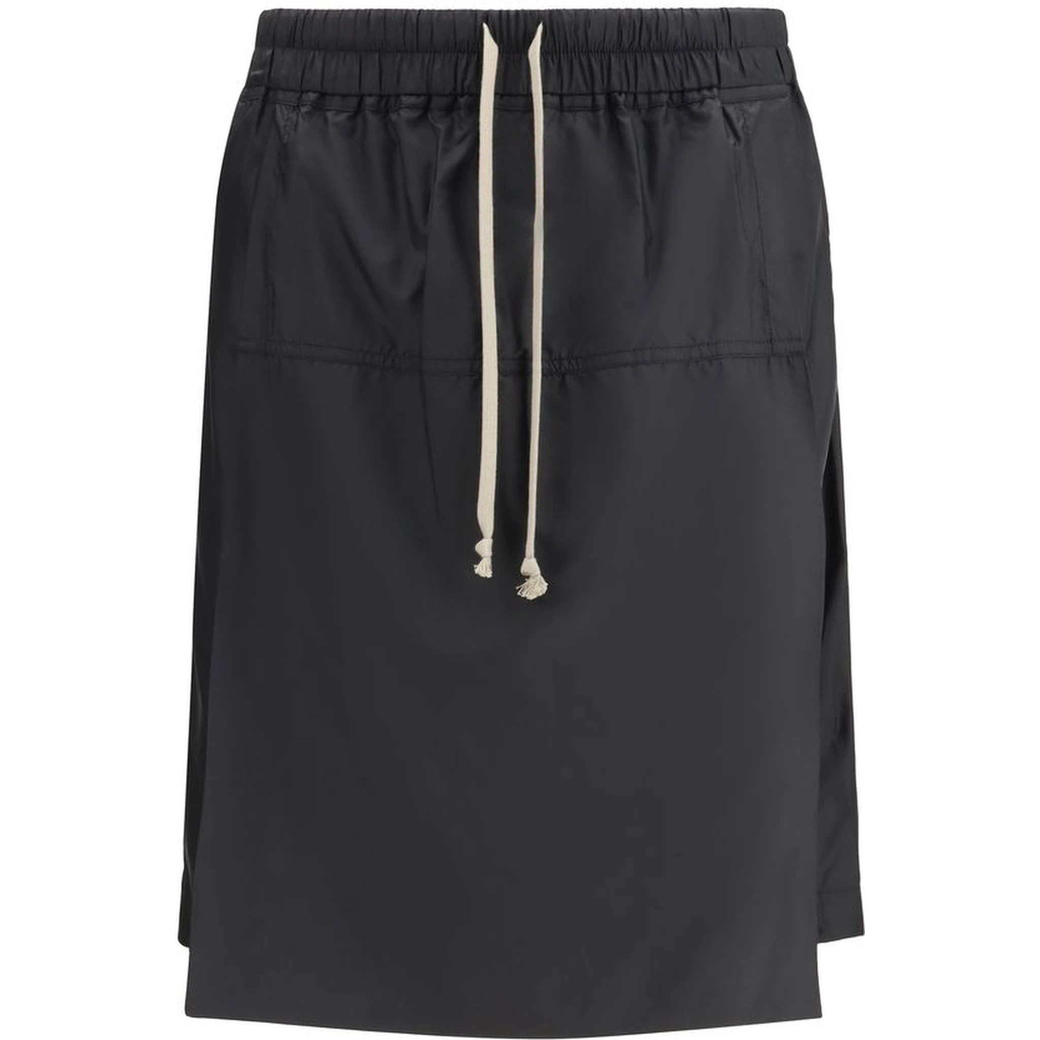 Black Polyester Bermuda Shorts