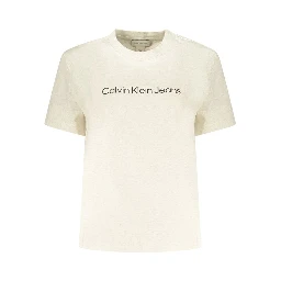 Beige Cotton Womens T-Shirt