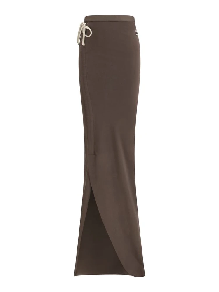Brown Cotton Long Skirt