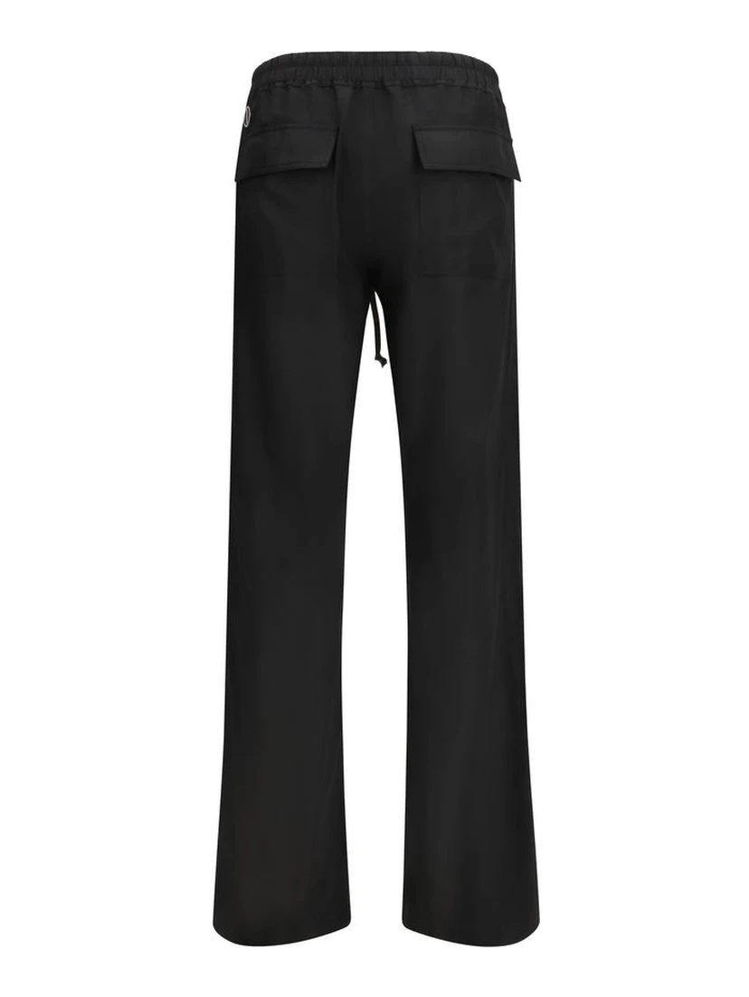 Black Polyester Casual Pants