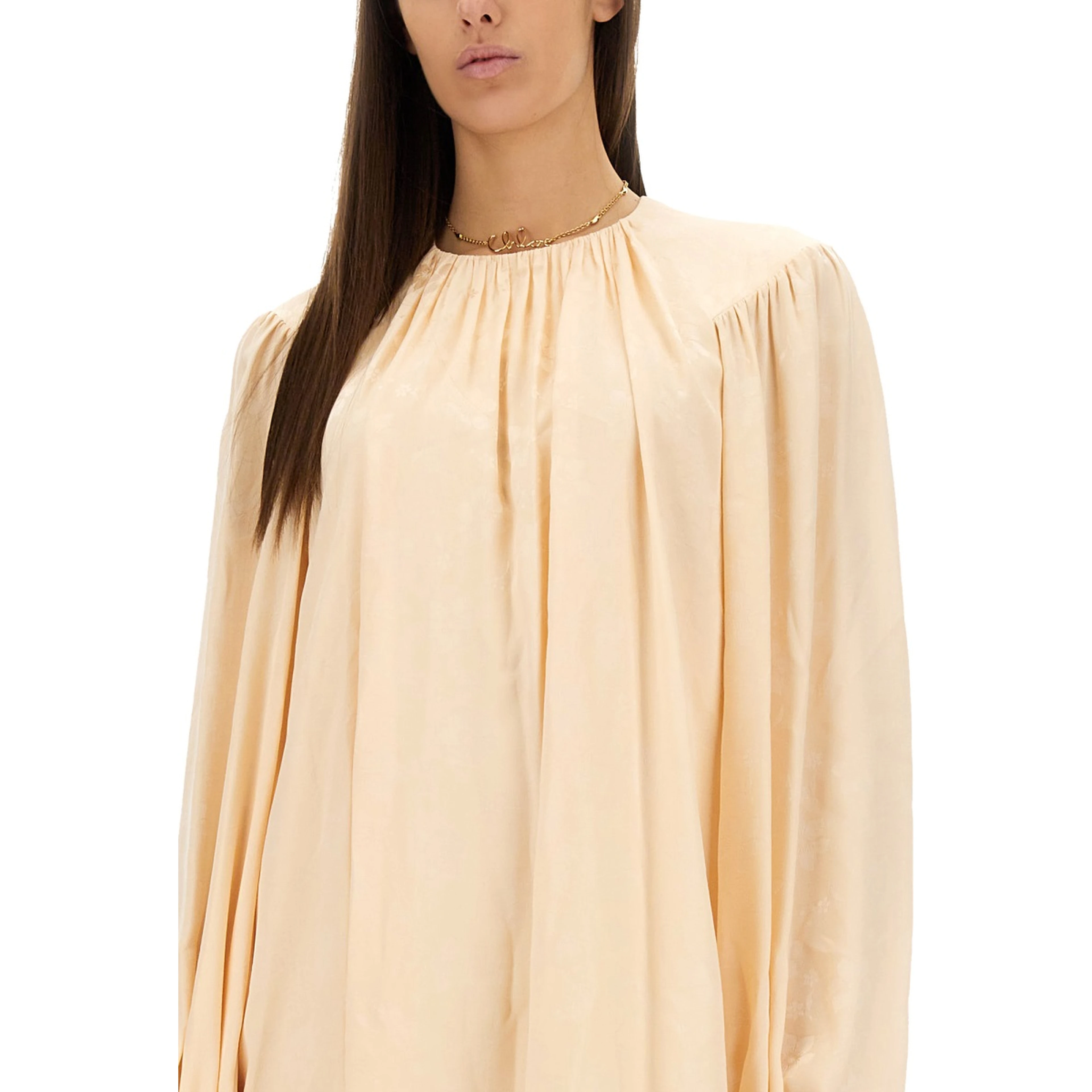SILK SHIRRED MINI DRESS