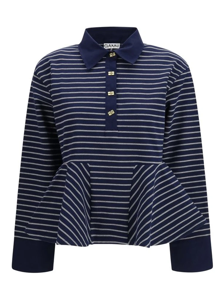 Blue Cotton Polo Shirt