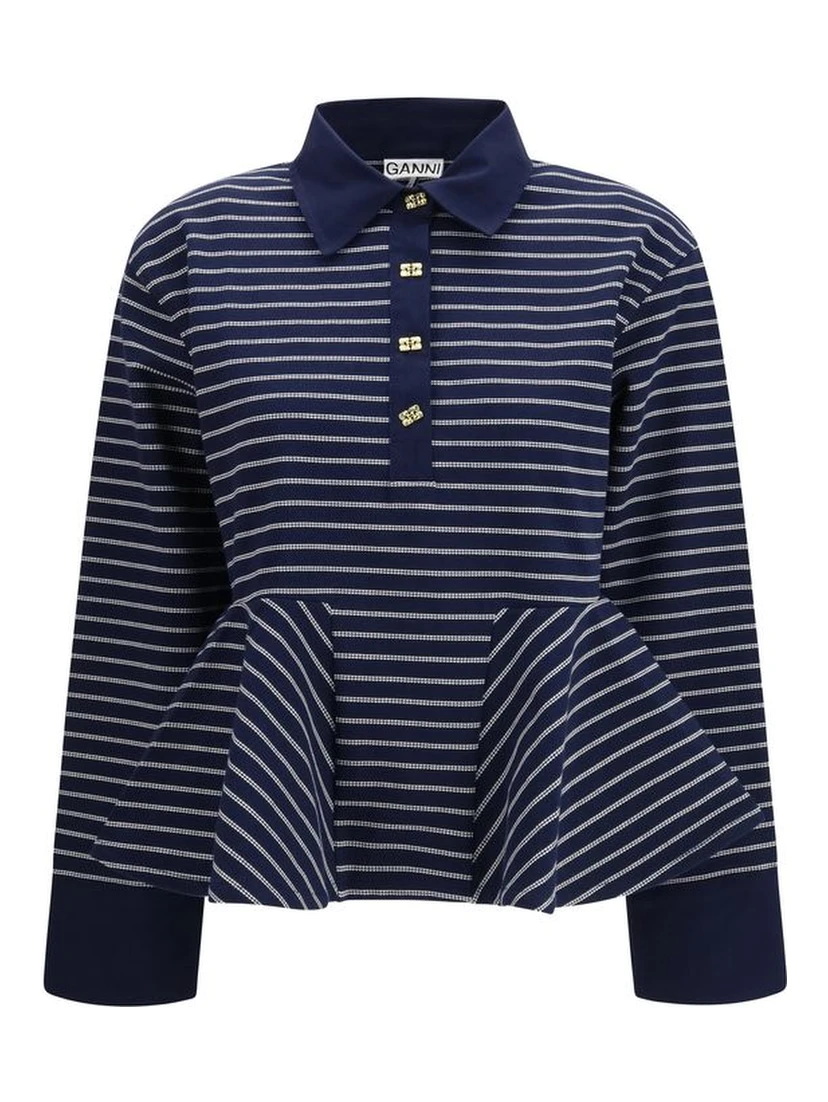 Blue Cotton Polo Shirt