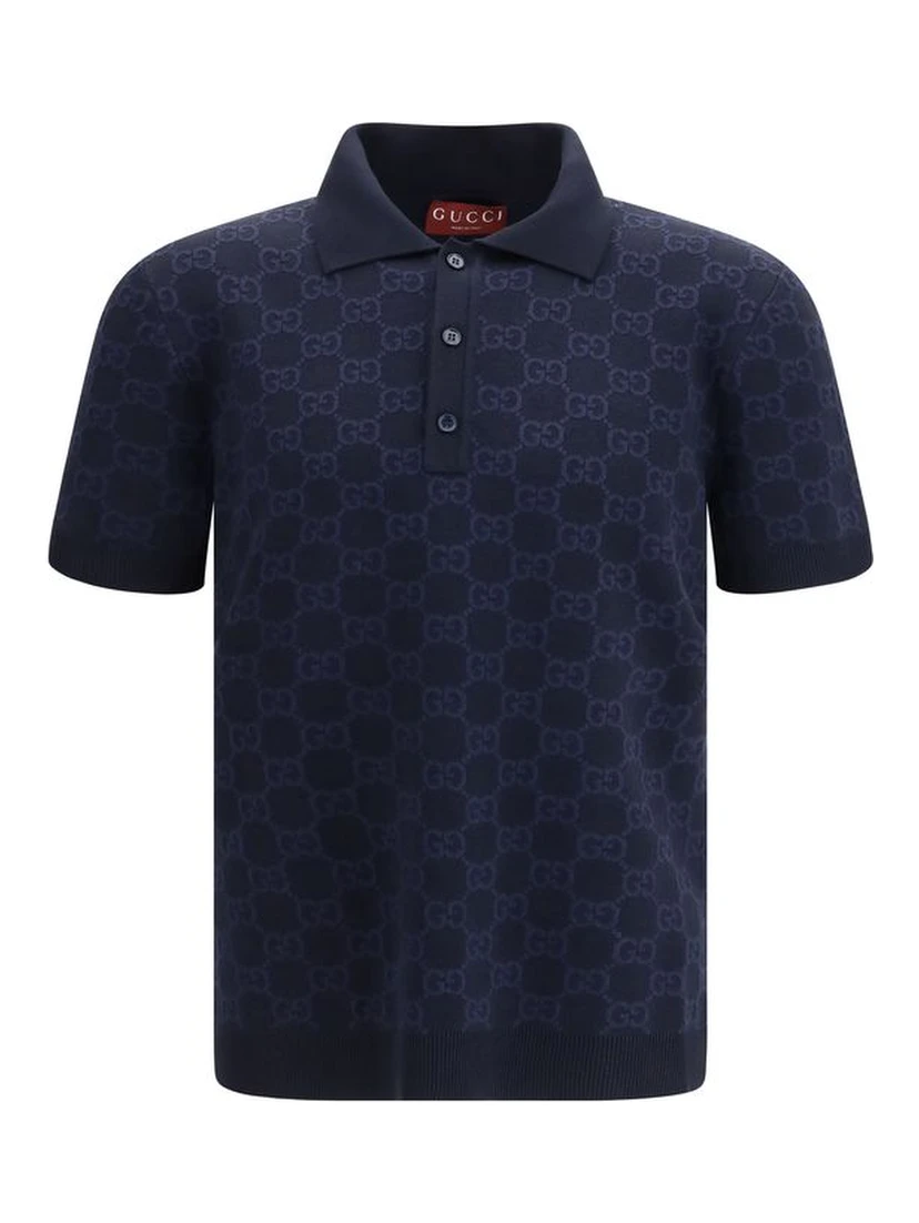 Blue Silk Polo Shirt