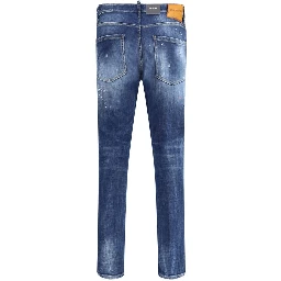 Blue Cotton Slim Fit Jeans