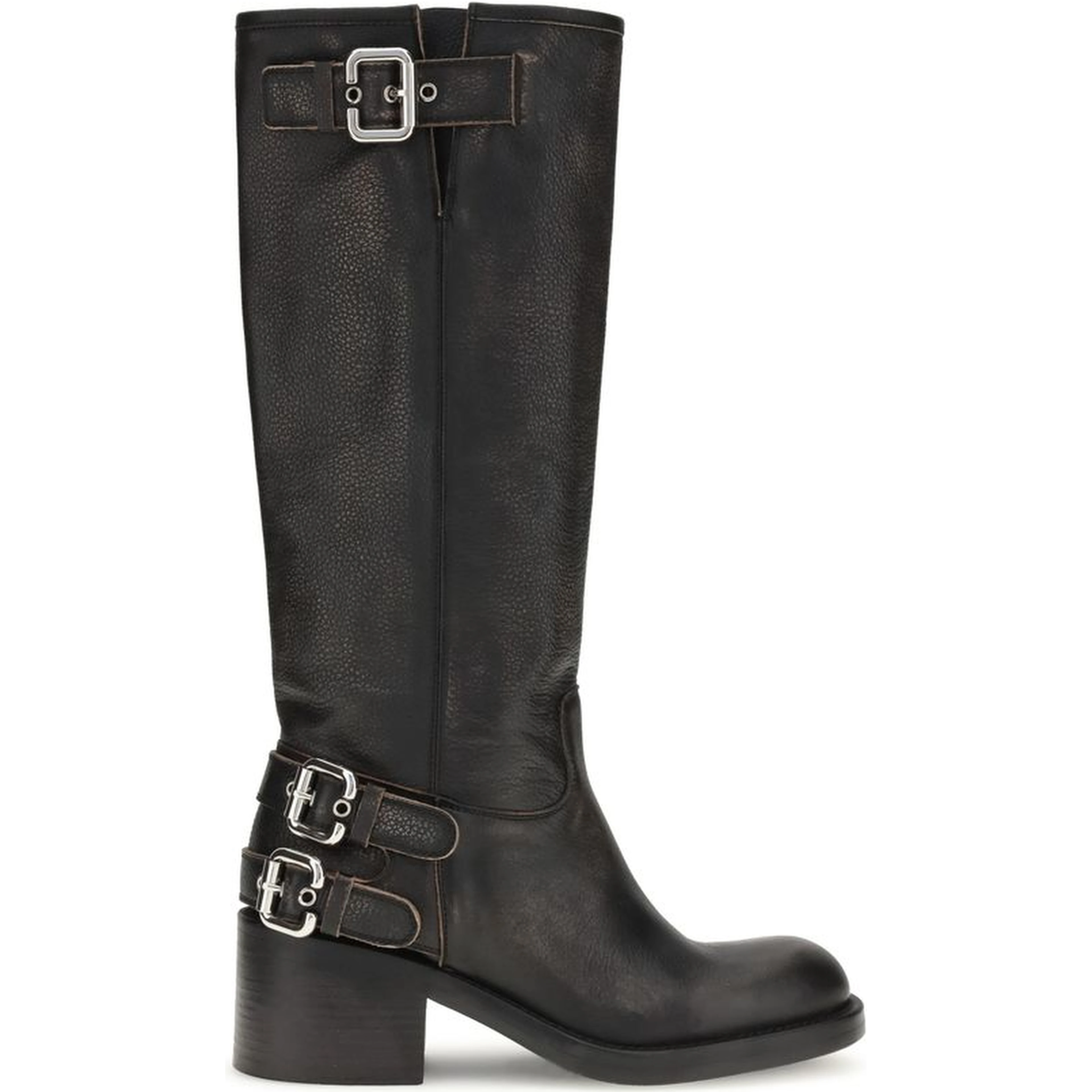 Black Calf Leather Bos Taurus Lace-Up Boots