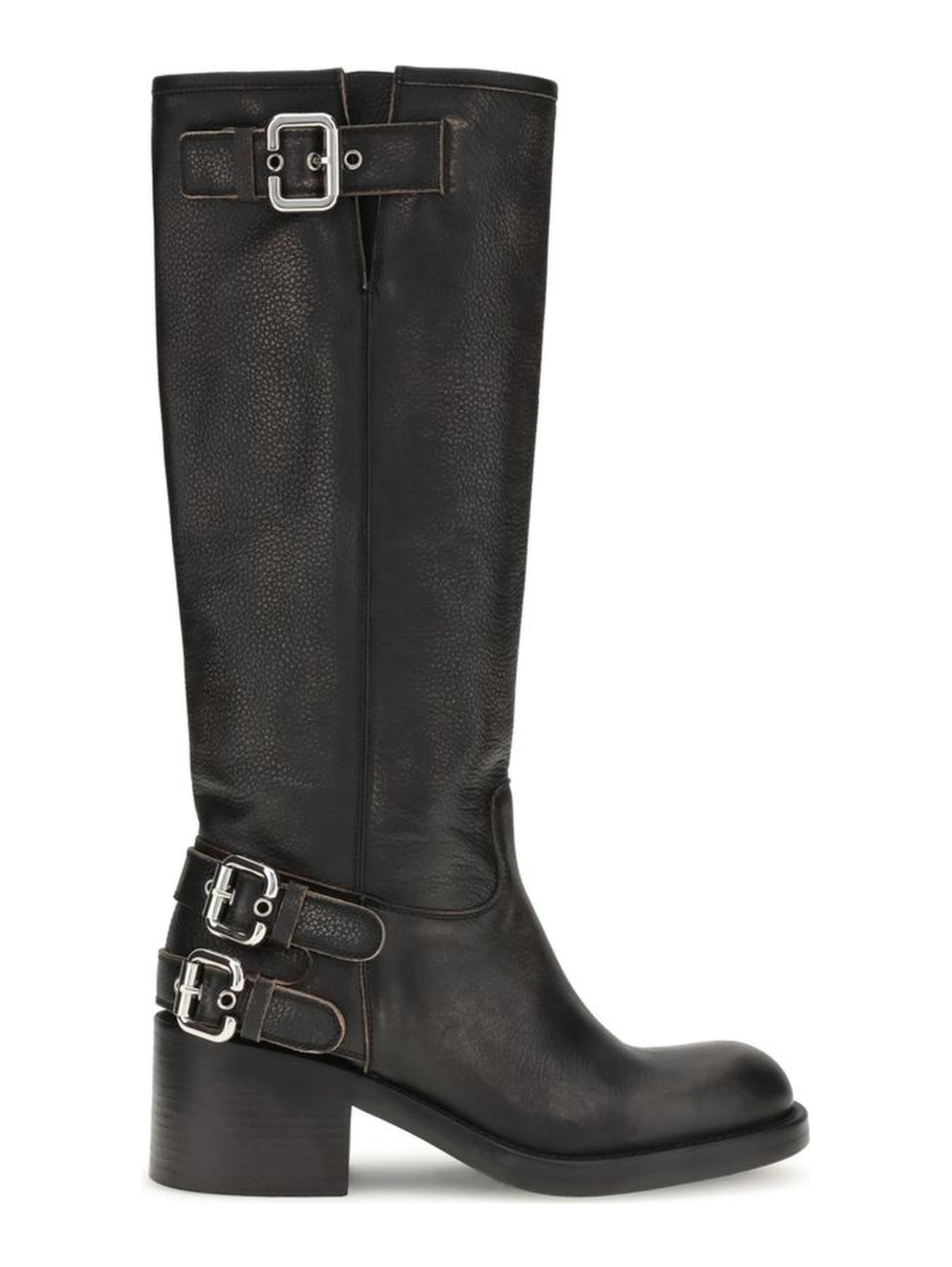 Black Calf Leather Bos Taurus Lace-Up Boots