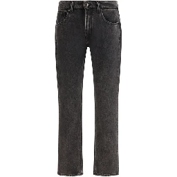 Black Cotton Straight-Leg Jeans