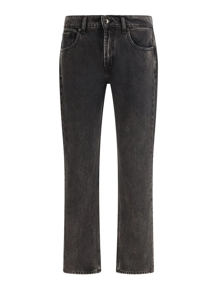 Black Cotton Straight-Leg Jeans