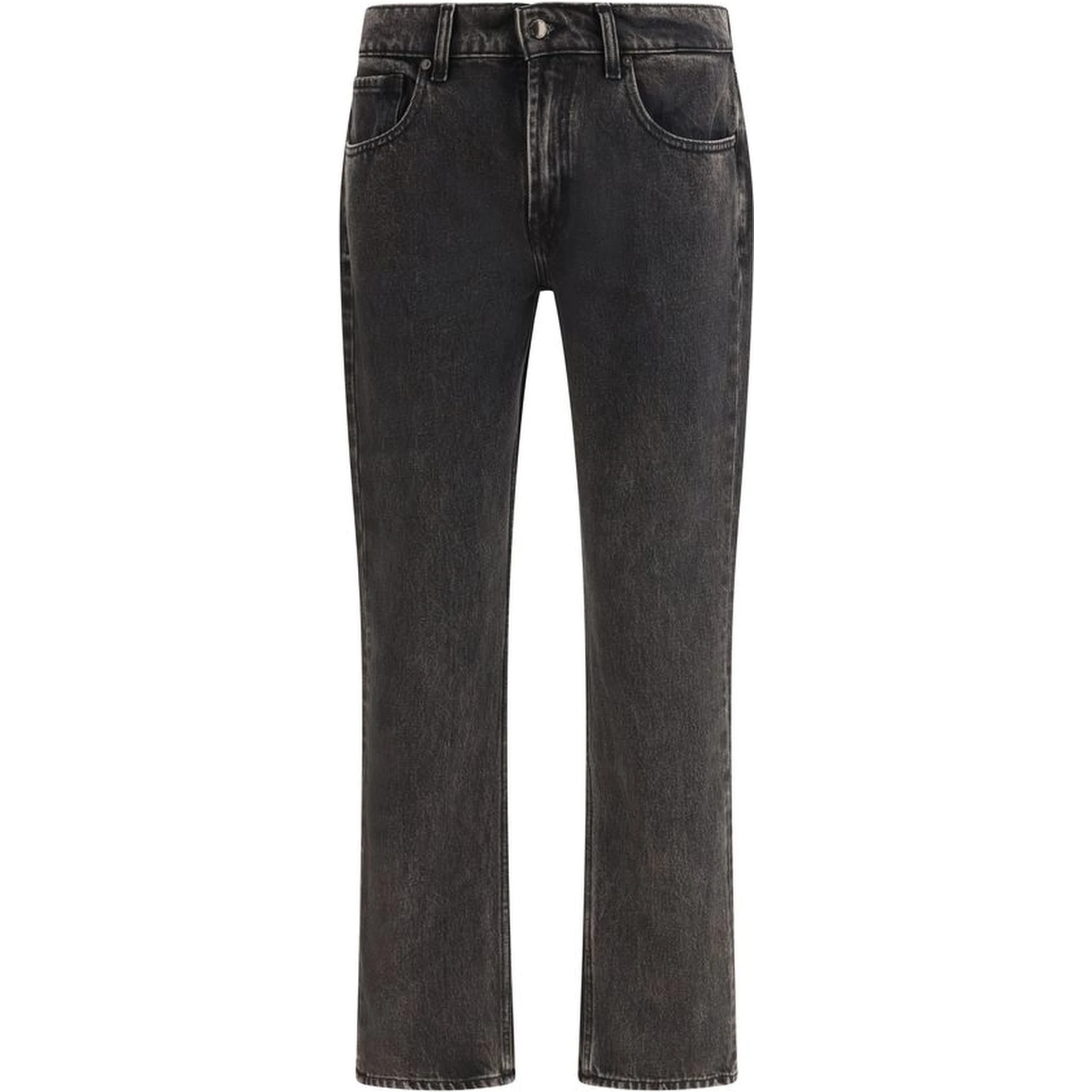 Black Cotton Straight-Leg Jeans