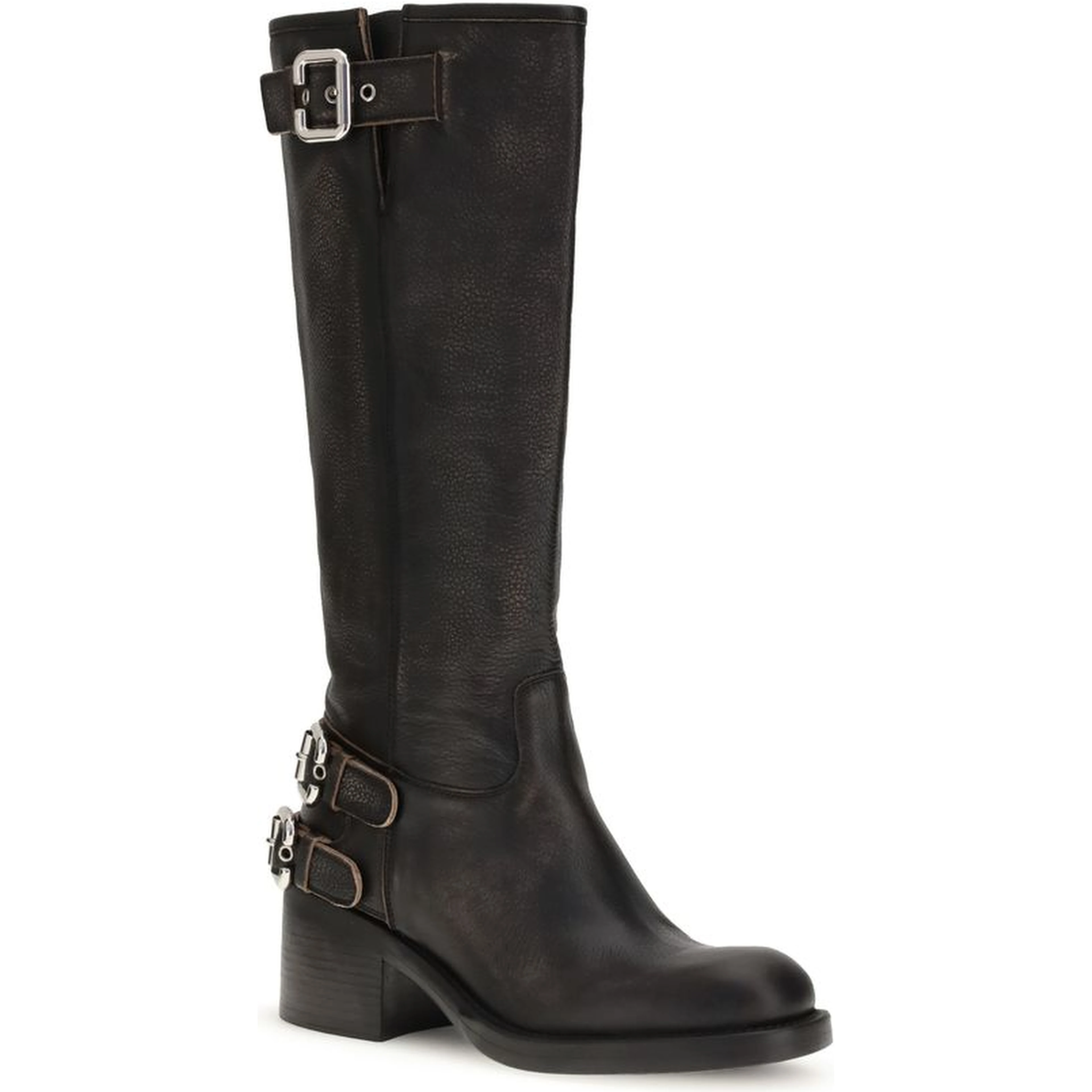 Black Calf Leather Bos Taurus Lace-Up Boots