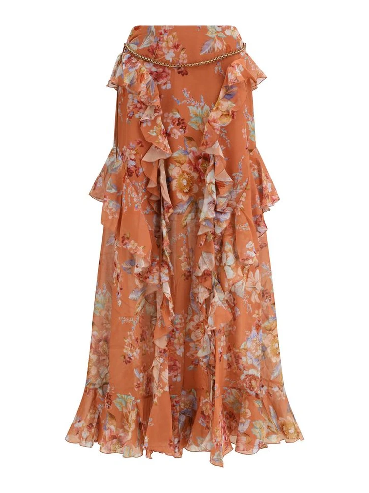 Orange Cotton Long Skirt