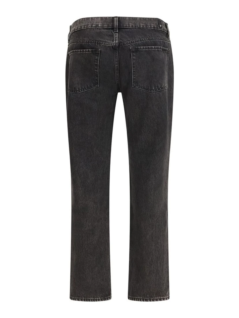 Black Cotton Straight-Leg Jeans