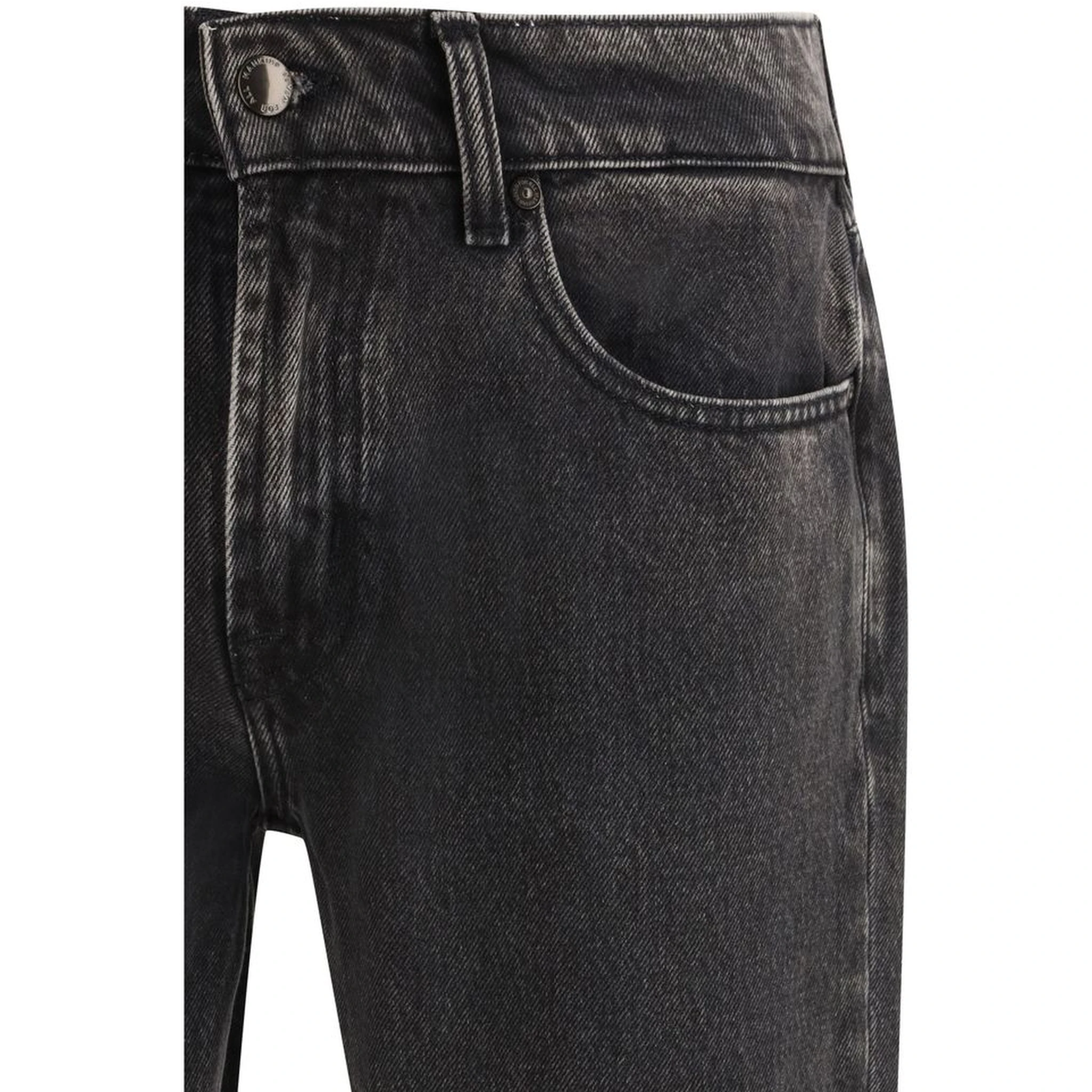 Black Cotton Straight-Leg Jeans