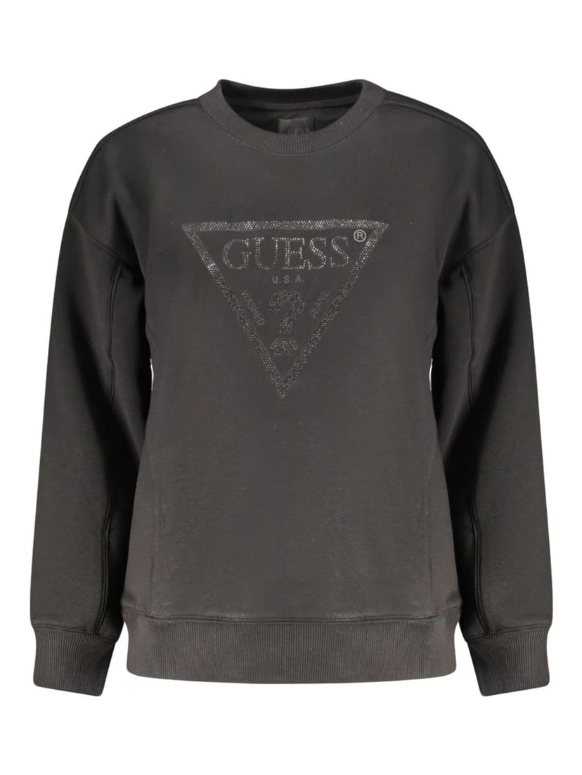 Black Cotton Women Sweatshirt