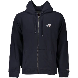 Blue Cotton Men's Hooded Sweatshirt