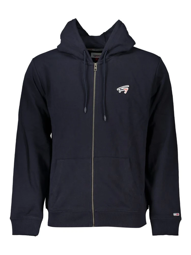 Blue Cotton Men's Hooded Sweatshirt