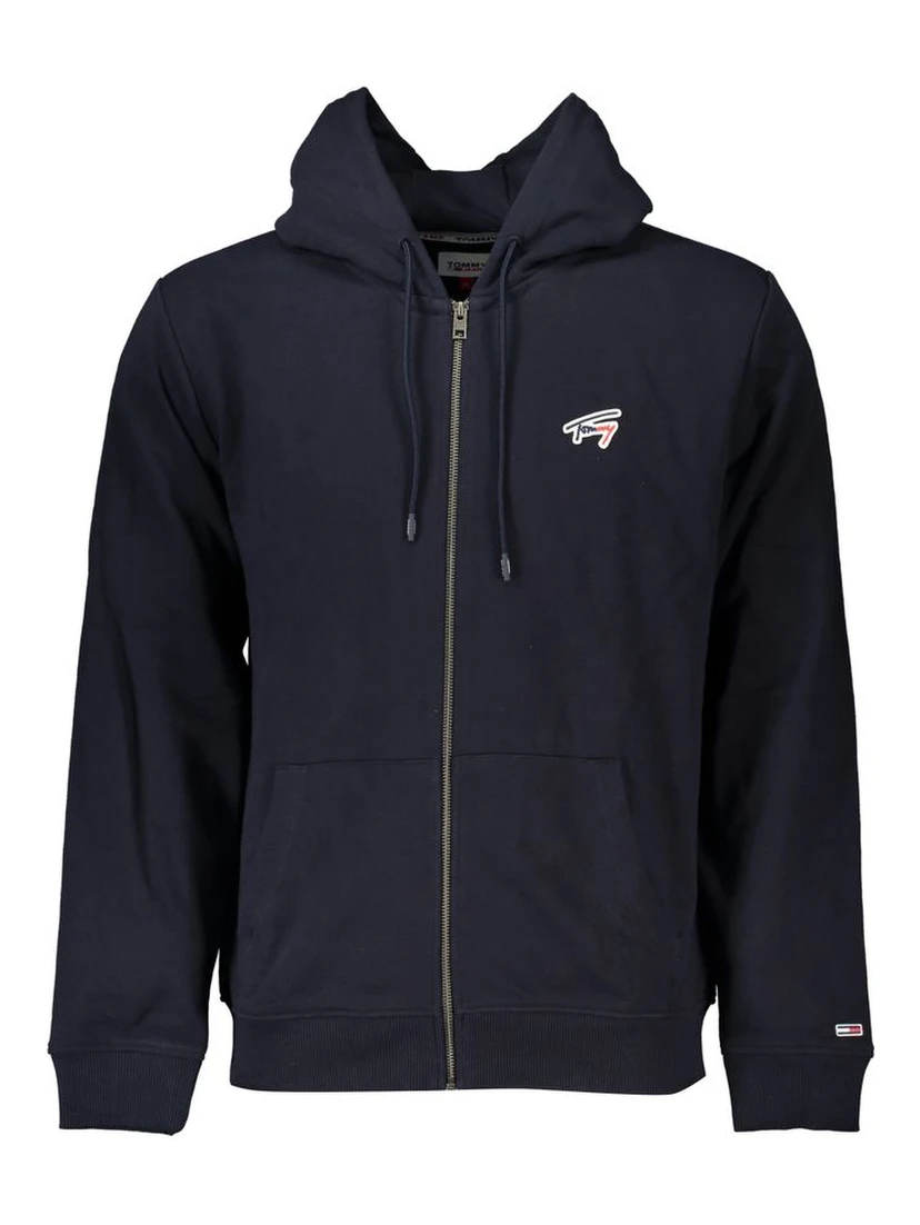 Blue Cotton Men's Hooded Sweatshirt