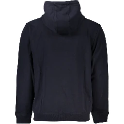 Blue Cotton Men's Hooded Sweatshirt