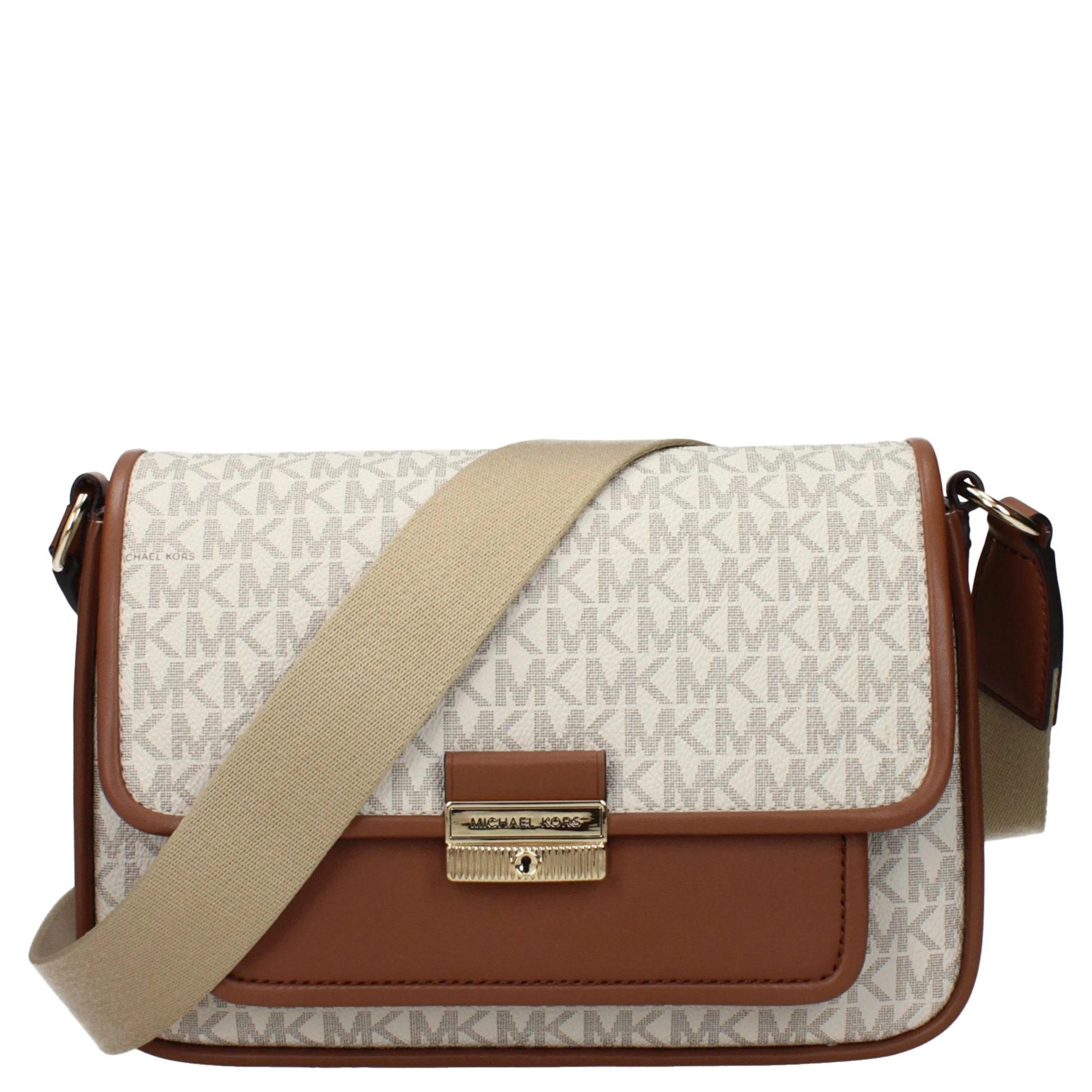 Beige Fabric Crossbody Bag