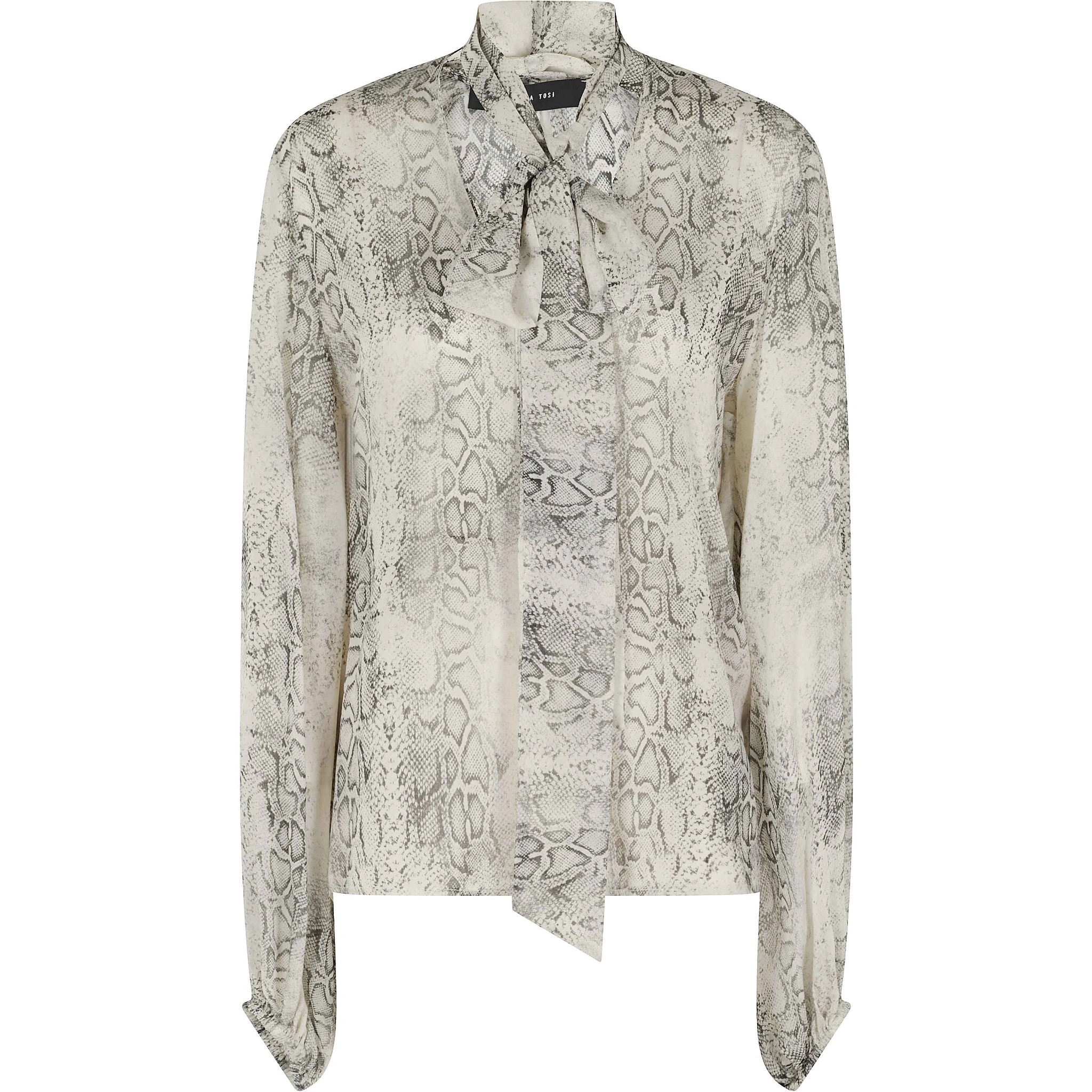 BLUSA SCOLLO V CON SCIARPINA  GEORGETTE STAMPA PITONE