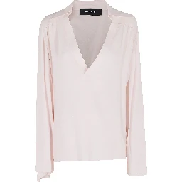 BLUSA SCOLLO V MANICHE APERTE  CREPE DE CHINE