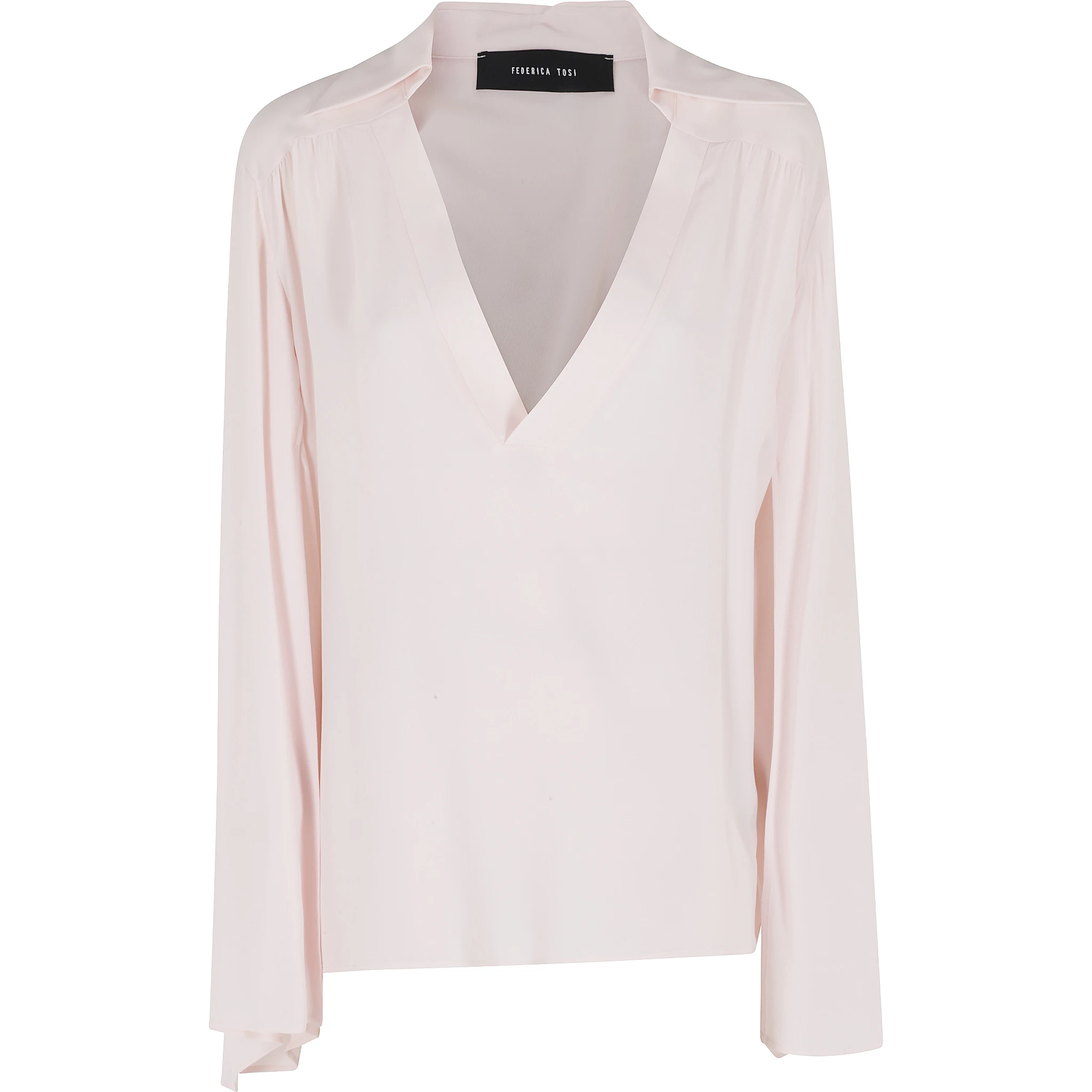 BLUSA SCOLLO V MANICHE APERTE  CREPE DE CHINE