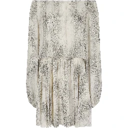 فستان قصير من قماش الجورجيت بنقشة جلد الثعبان