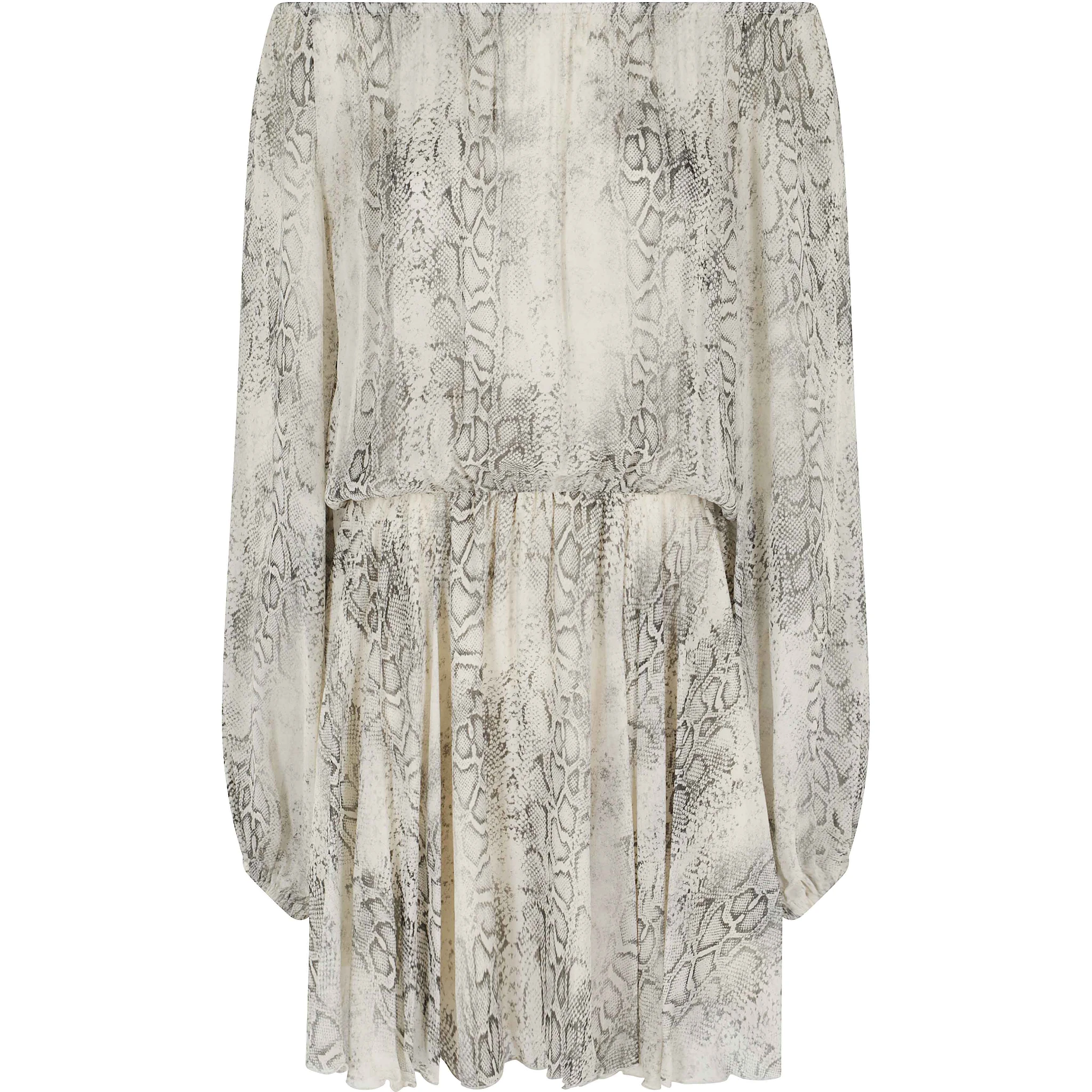 فستان قصير من قماش الجورجيت بنقشة جلد الثعبان