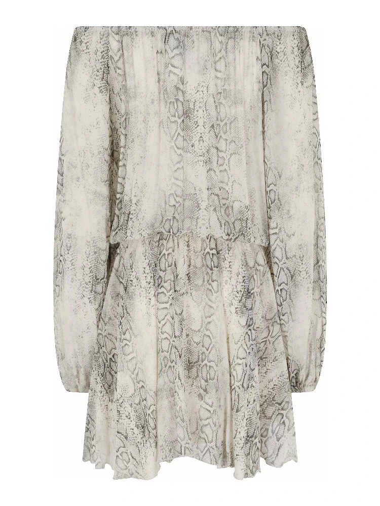 فستان قصير من قماش الجورجيت بنقشة جلد الثعبان alternative