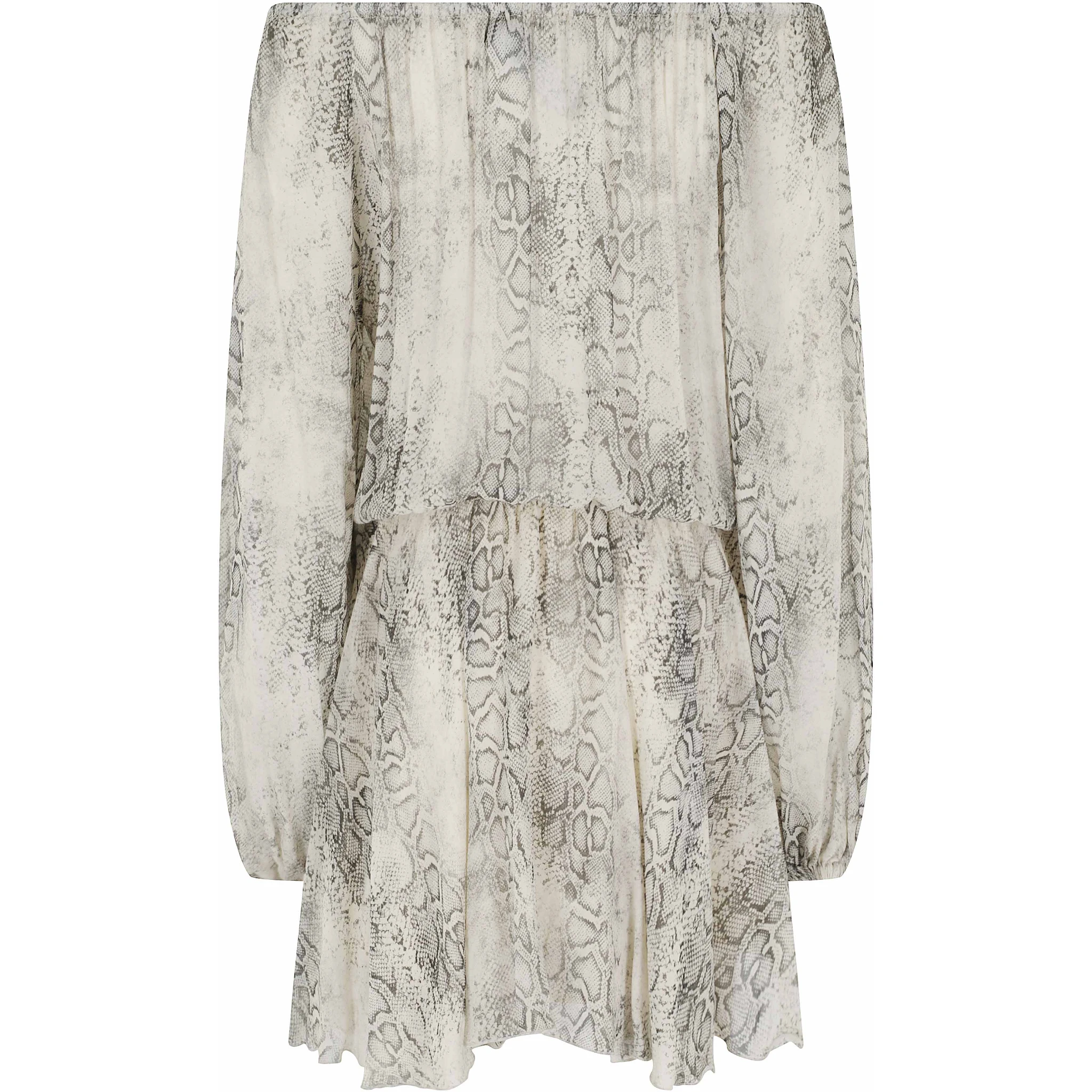 فستان قصير من قماش الجورجيت بنقشة جلد الثعبان