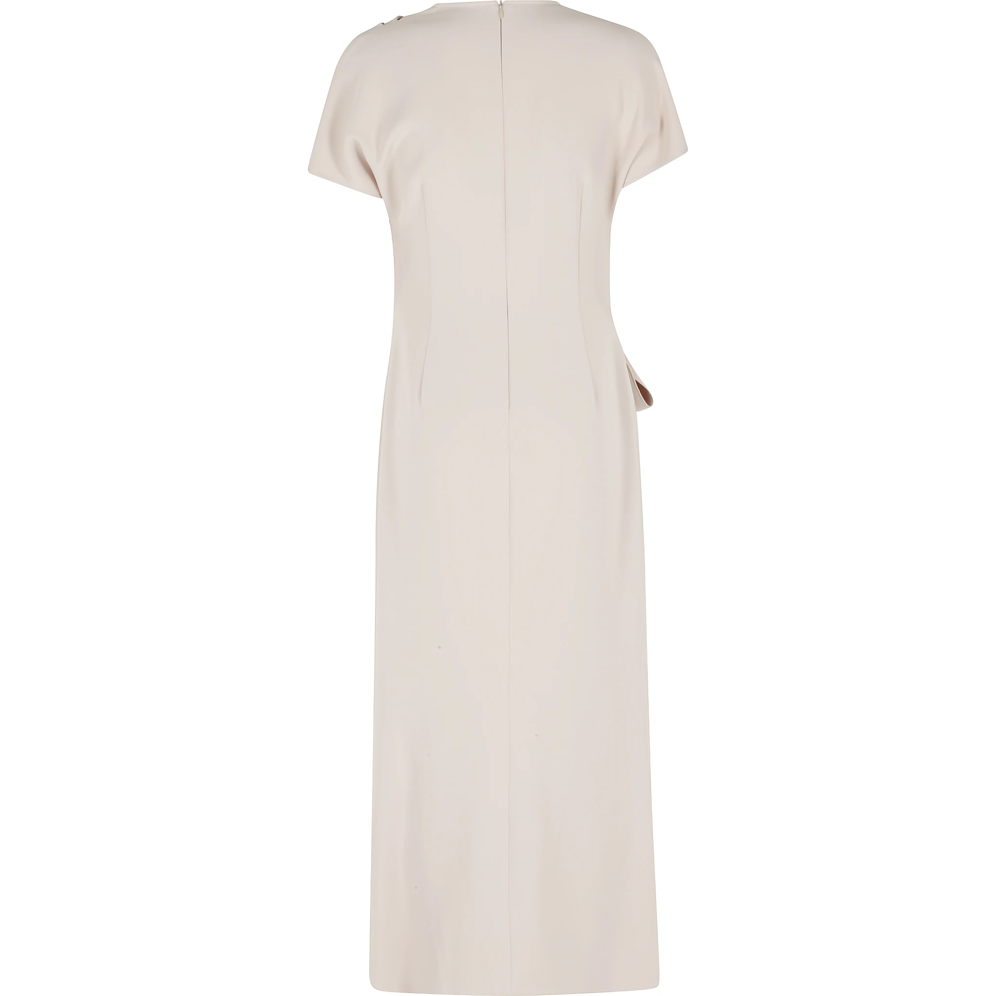 فستان كادي طويل منسدل بياقة على شكل حرف V