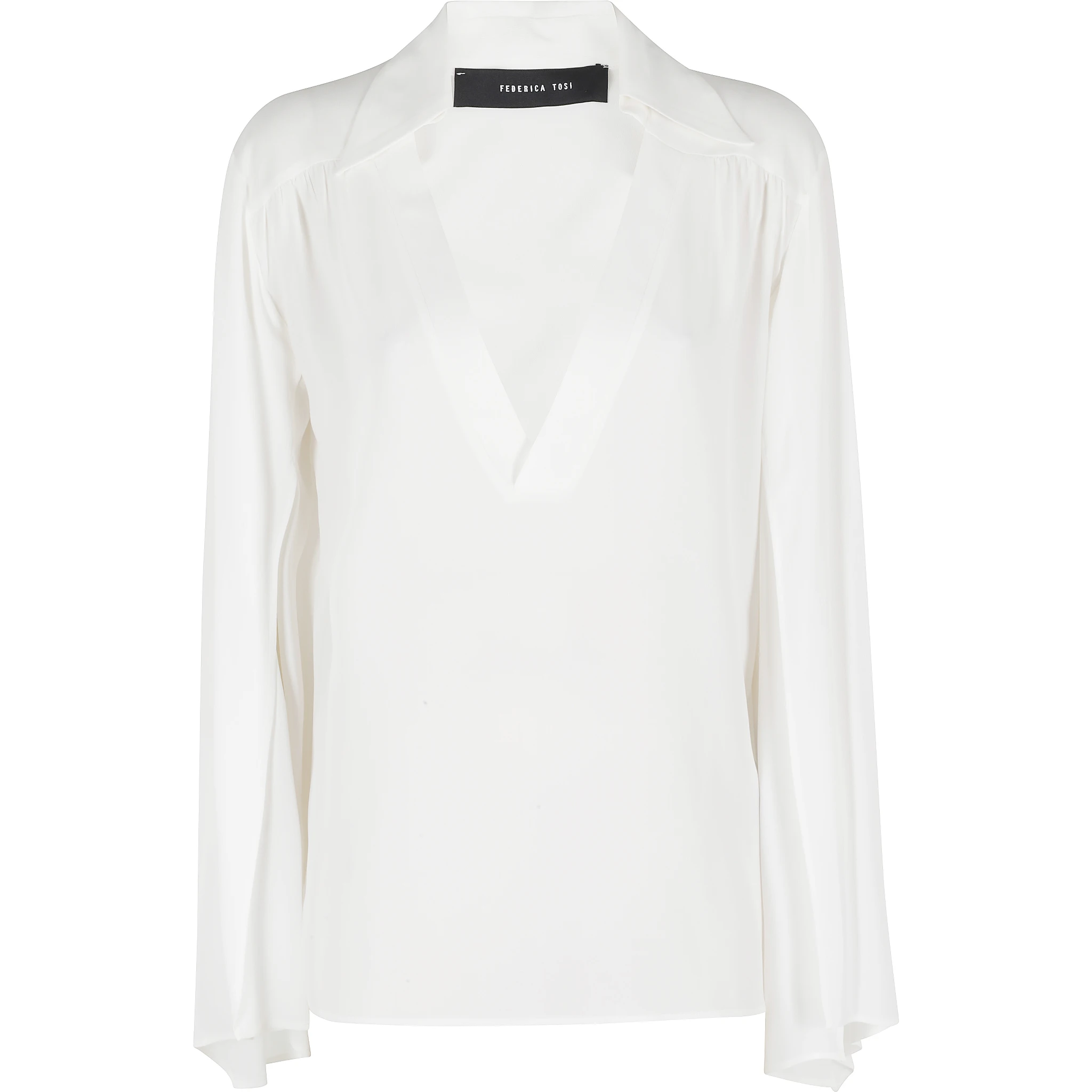 BLUSA SCOLLO V MANICHE APERTE  CREPE DE CHINE