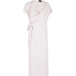 فستان كادي طويل منسدل بياقة على شكل حرف V