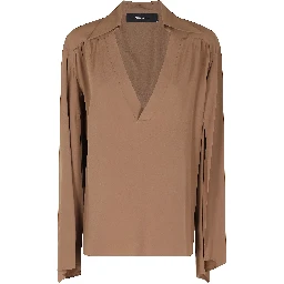 BLUSA SCOLLO V MANICHE APERTE  CREPE DE CHINE