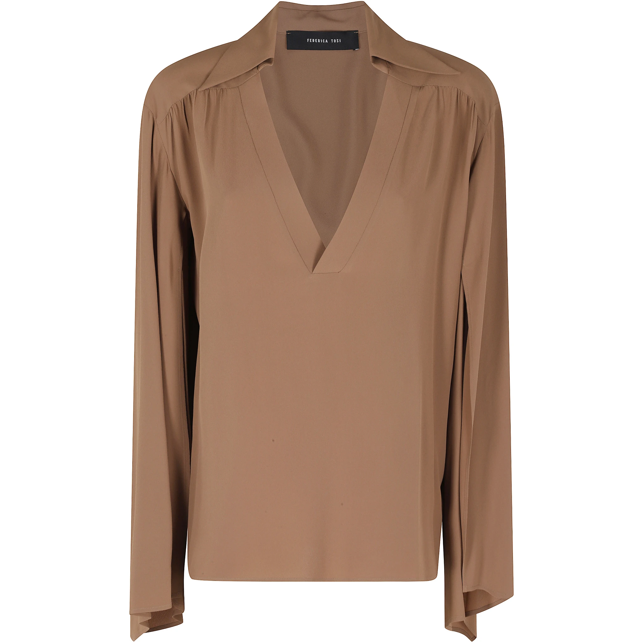 BLUSA SCOLLO V MANICHE APERTE  CREPE DE CHINE