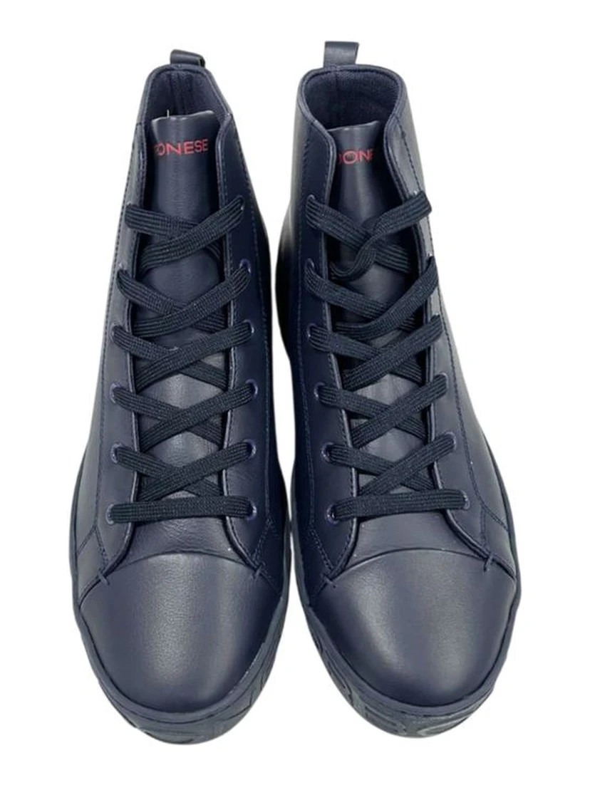 Blue Genuine Leather Men Sneaker