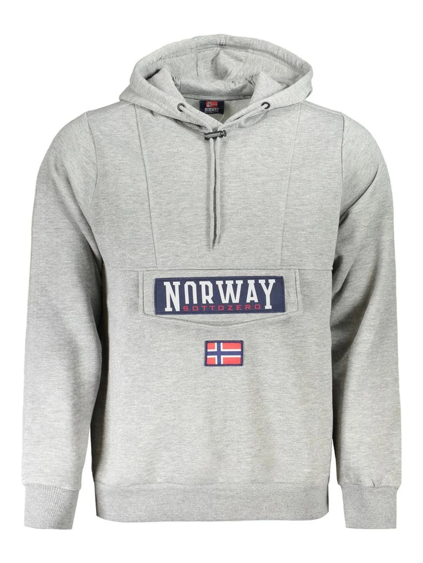 Grigio Cotton Male Sweatshirt with Hood