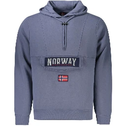 Blue Cotton Men's Hooded Sweater