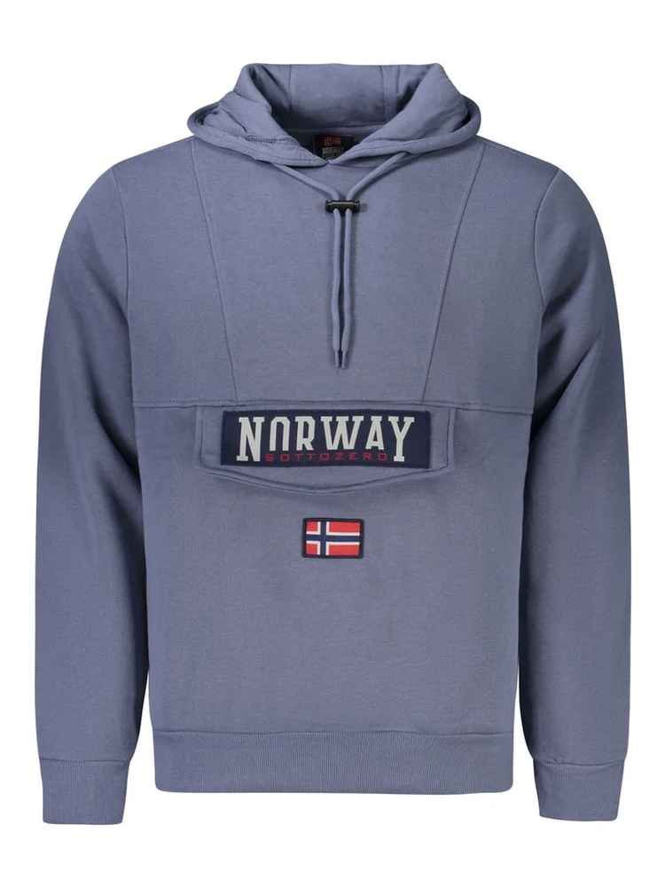 Blue Cotton Men's Hooded Sweater
