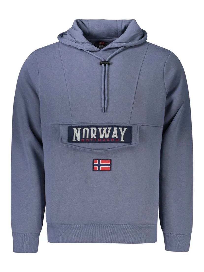 Blue Cotton Men's Hooded Sweater