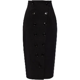 Black Elastane Midi Skirt