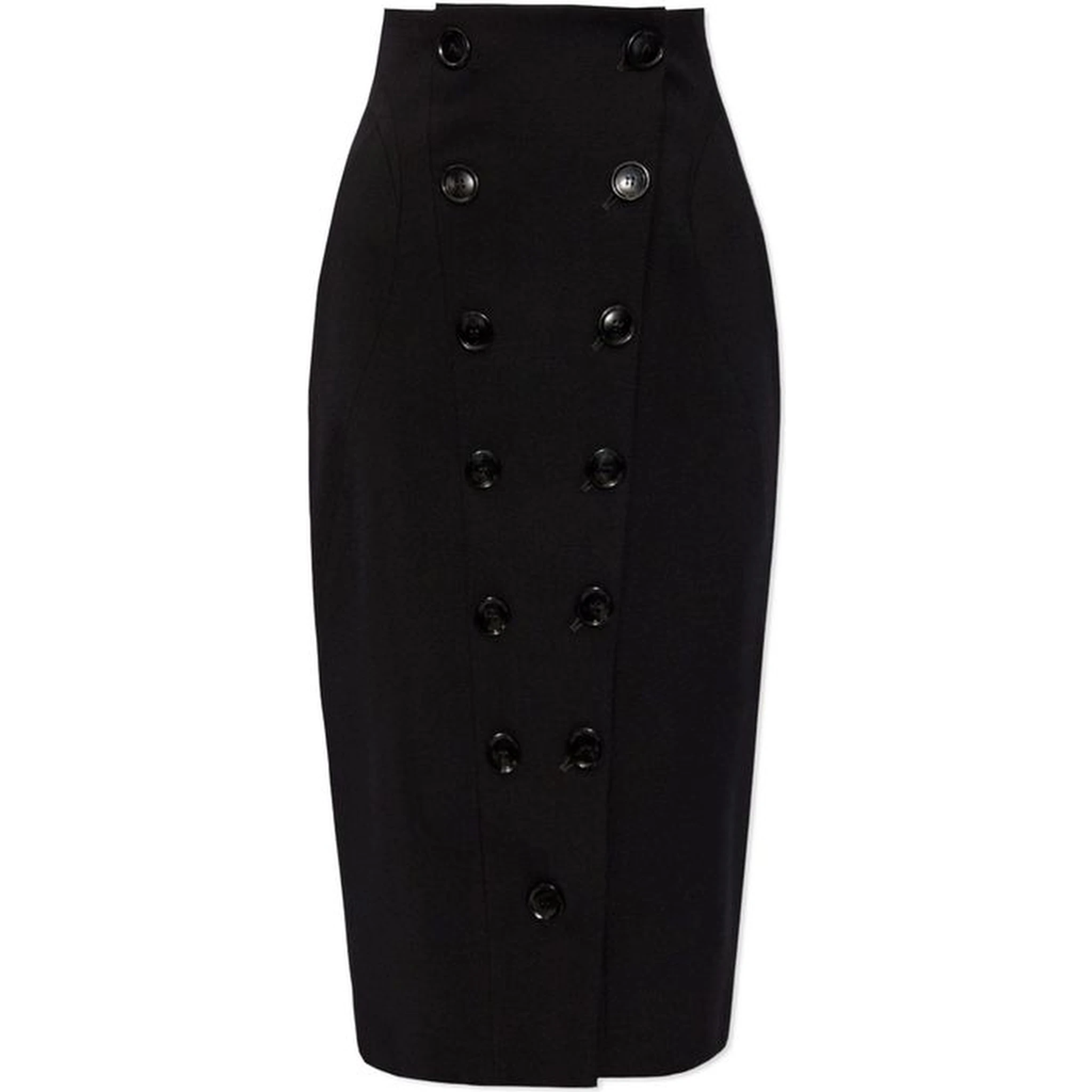 Black Elastane Midi Skirt
