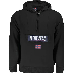 Black Cotton Men's Hooded Sweatshirt