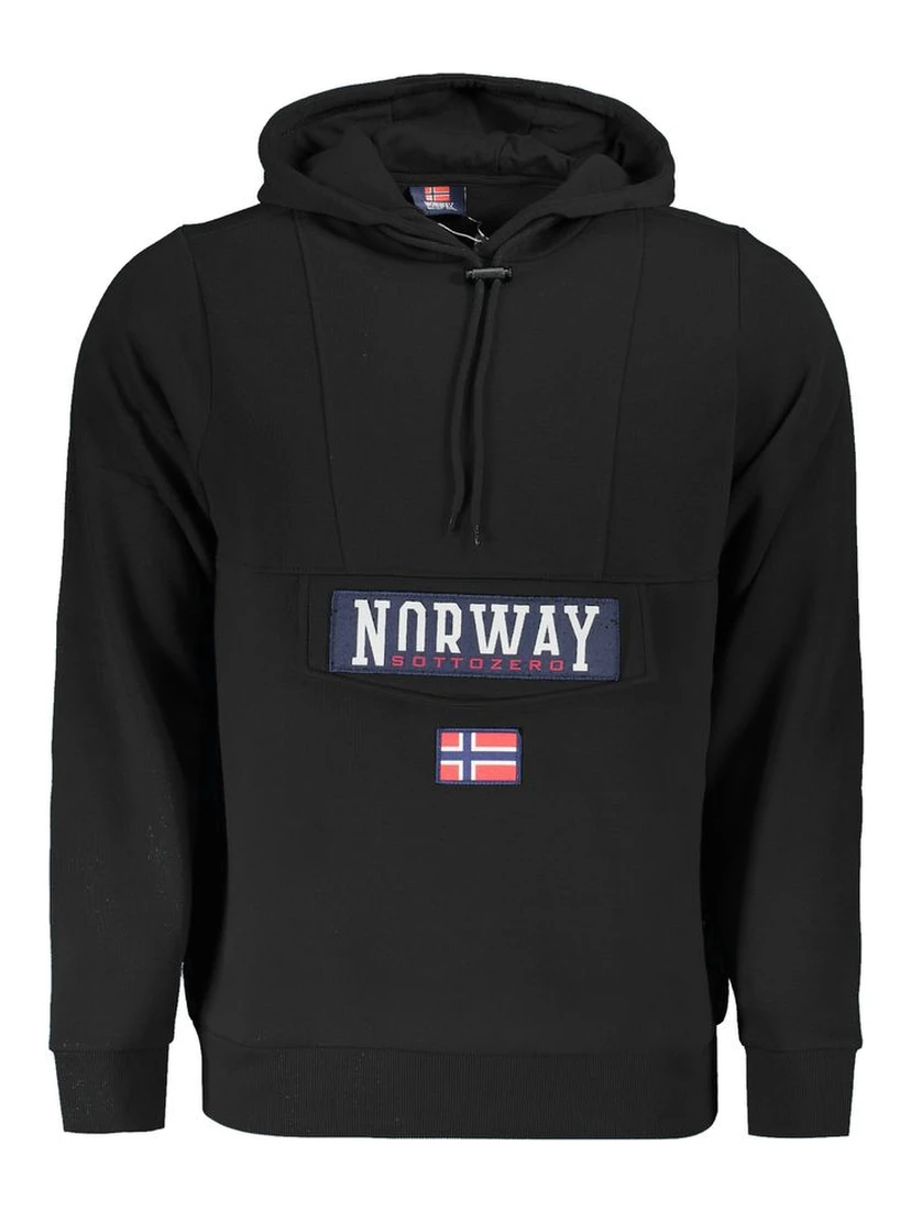 Black Cotton Men's Hooded Sweatshirt