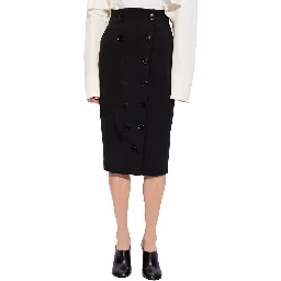 Black Elastane Midi Skirt