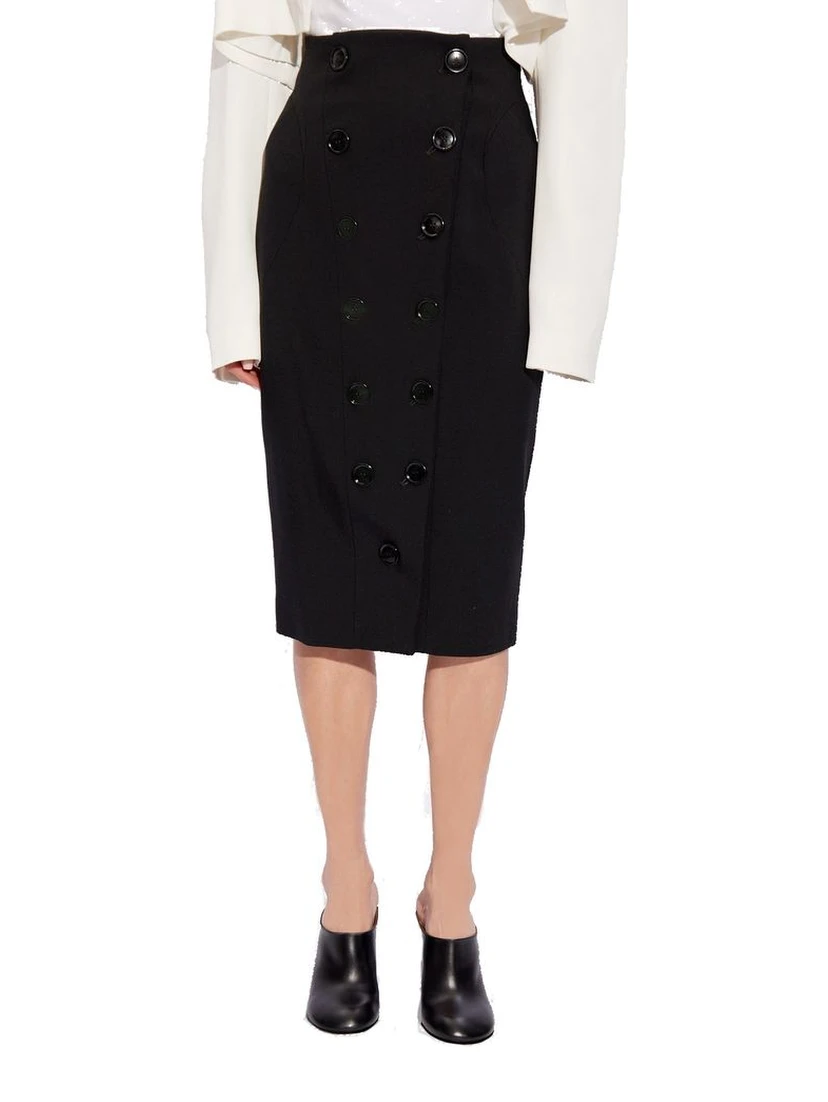 Black Elastane Midi Skirt