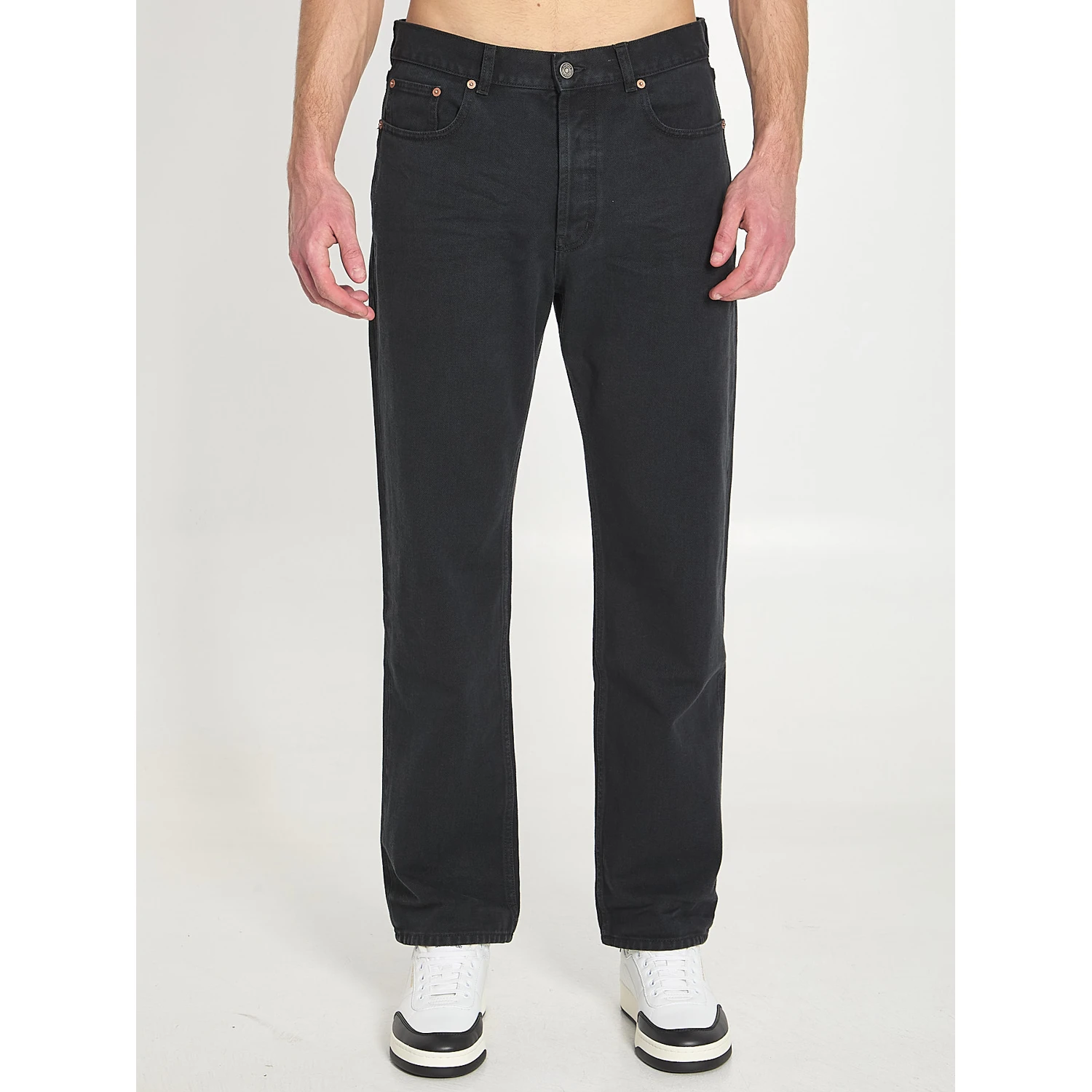 Loose straight denim pants