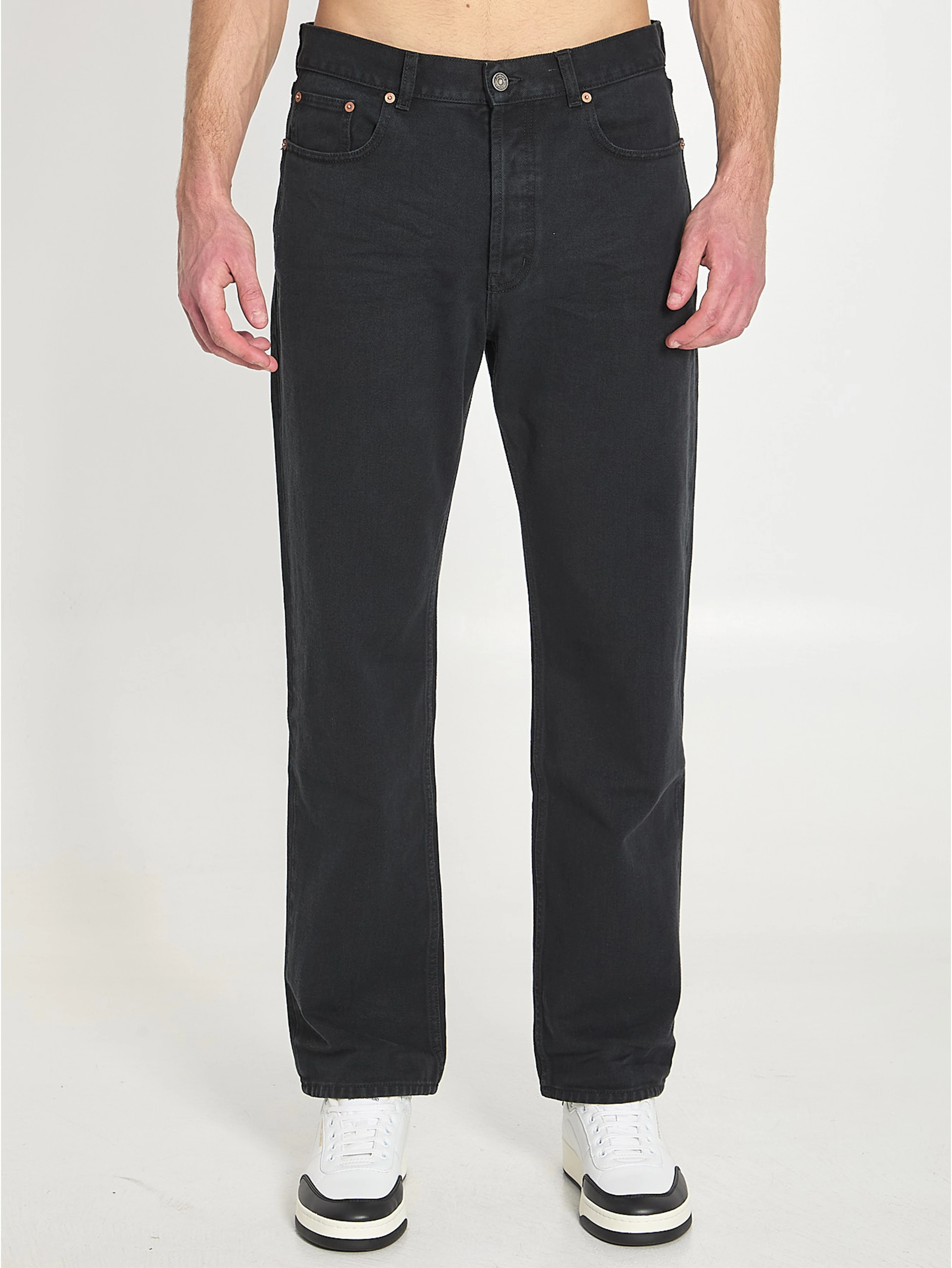 Loose straight denim pants